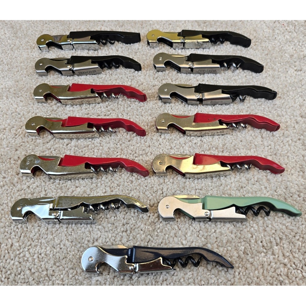 Lot of 13 Waiters Corkscrews Goodcook Duo-Lever Acopa Wine Bottle Openers Bulk